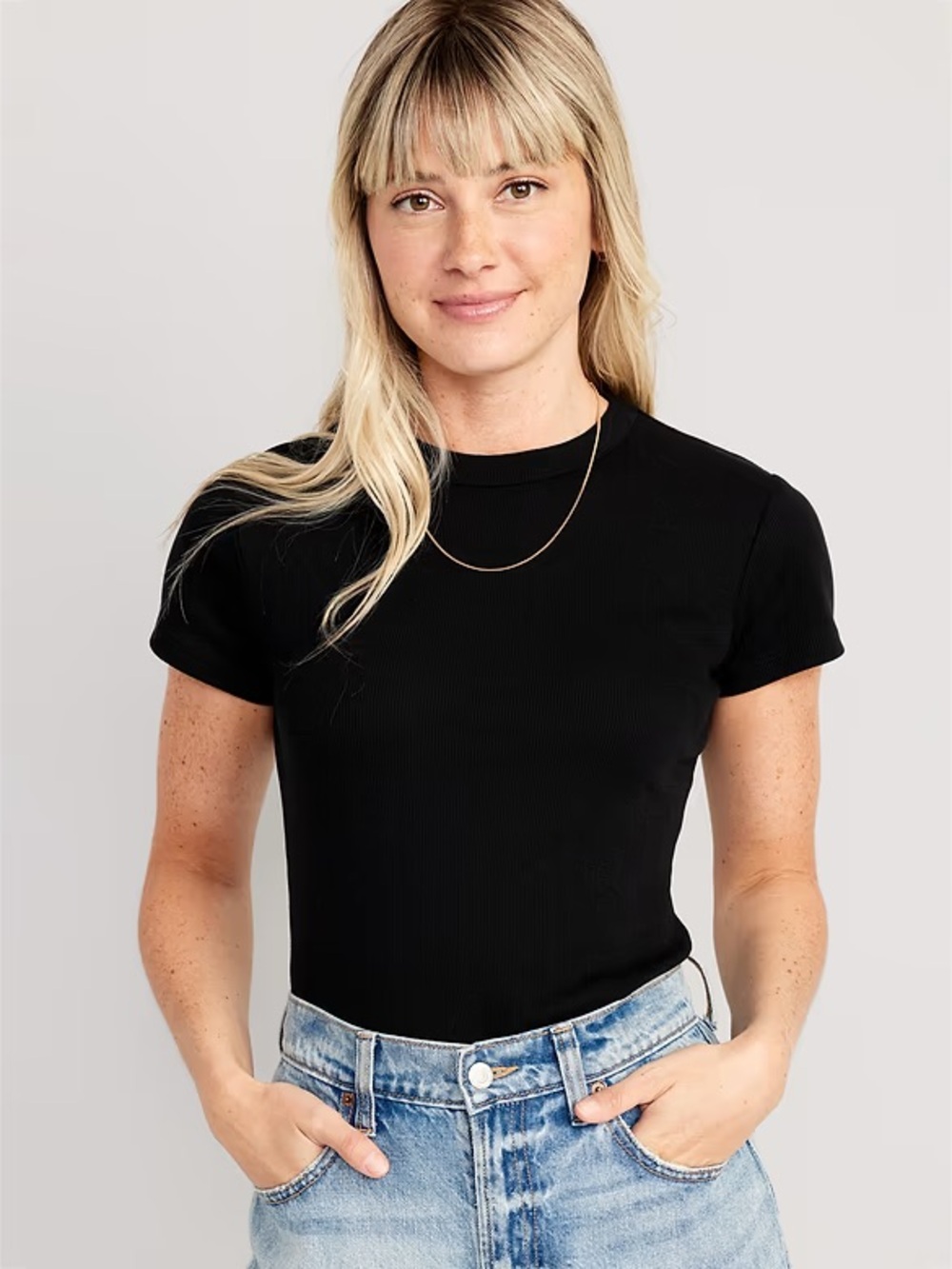 Old Navy Black Ribbed Short Sleeve Tee